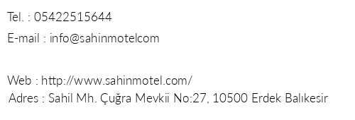 ahin Motel Happiness Restaurant Bistro telefon numaralar, faks, e-mail, posta adresi ve iletiim bilgileri